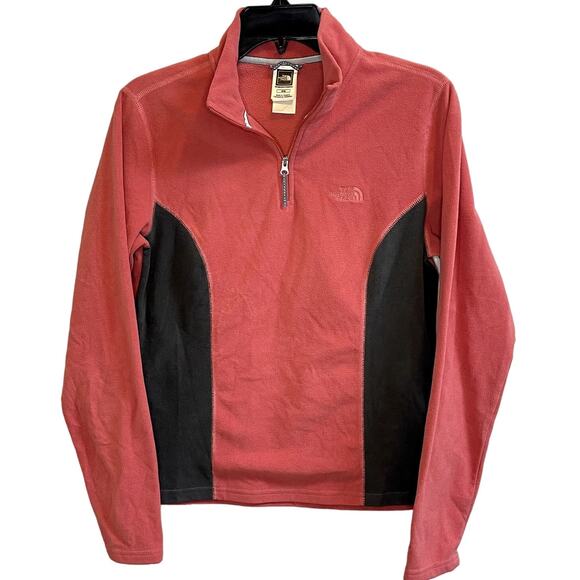TNF The North Face Womens 1/4 Zip Pullover Fleece Sweatshirt Pink Gray | Medium - Picture 1 of 6